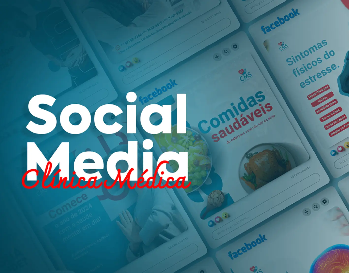 Capa de portfolio de social media para clínica médica