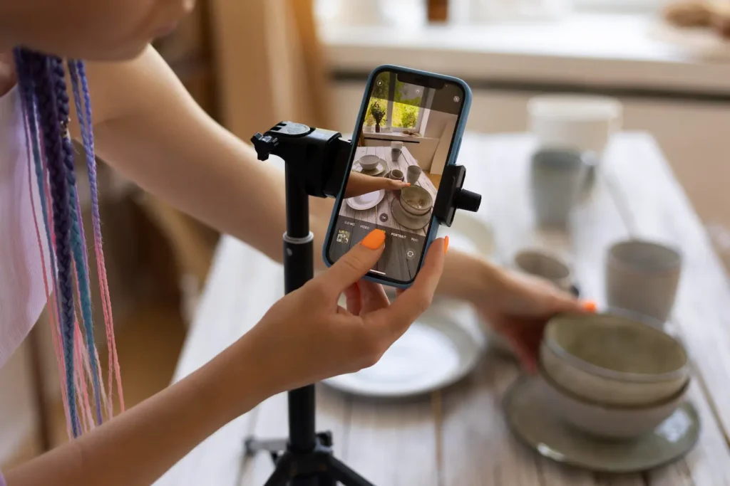 Gravando conteúdo de alta qualidade para atrair clientes e aumentar as vendas no Instagram.