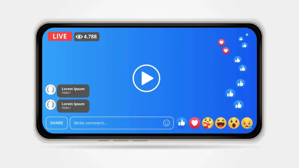 Tela de celular mostrando uma live do Facebook.
