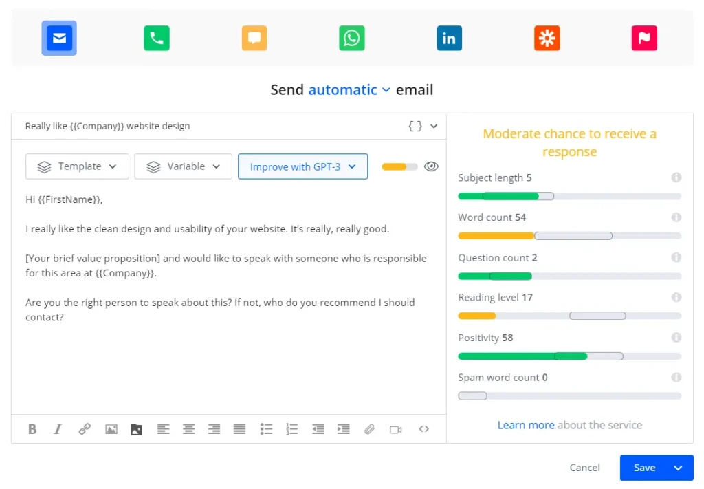 painel da plataforma Reply.io com sequência multicanal e Jason AI

