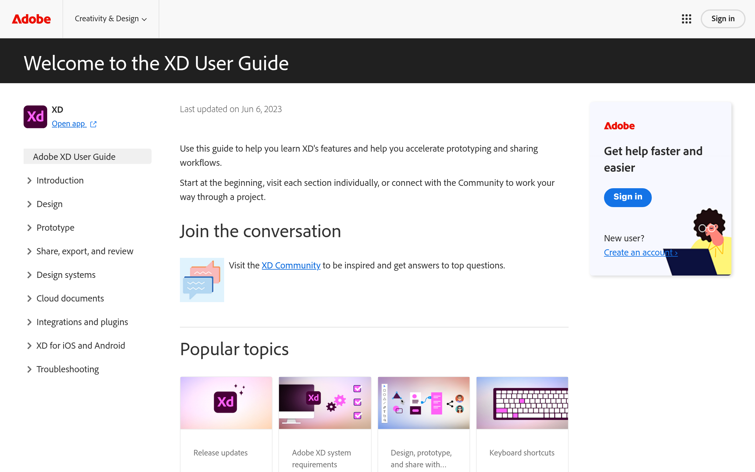 Página oficial do Adobe XD — ferramenta de design UI/UX