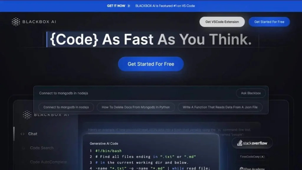 Blackbox AI - VSCode Extension e Recursos