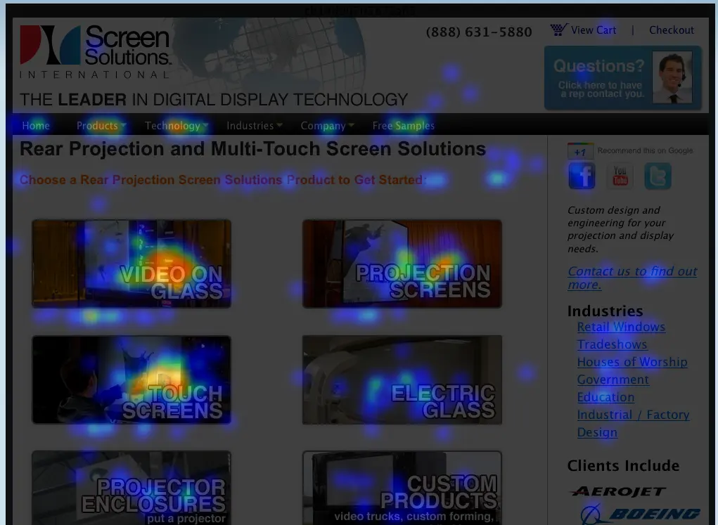 Tela de computador exibindo a página inicial do site do Crazy Egg, destacando os principais recursos da ferramenta, como mapas de calor, gravações de sessões e testes A/B.
