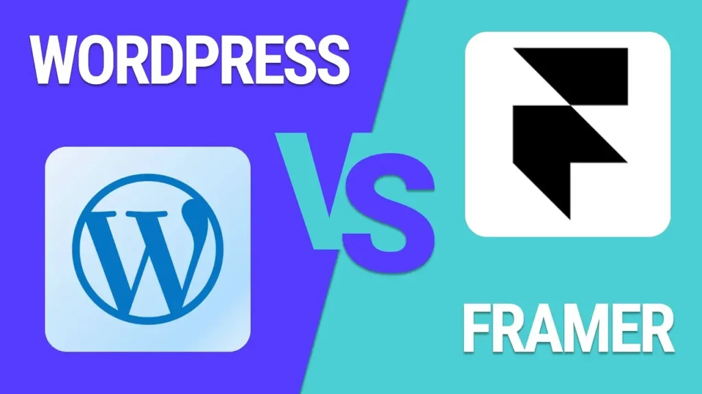 Comparação entre WordPress e Framer para criação de landing pages.