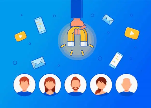 Imagem de um ímã atraindo leads, representando a conversão e atração de clientes para empresas de software.