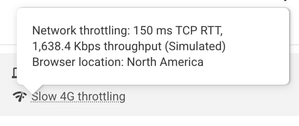 Configuração de throttling de rede no Lighthouse