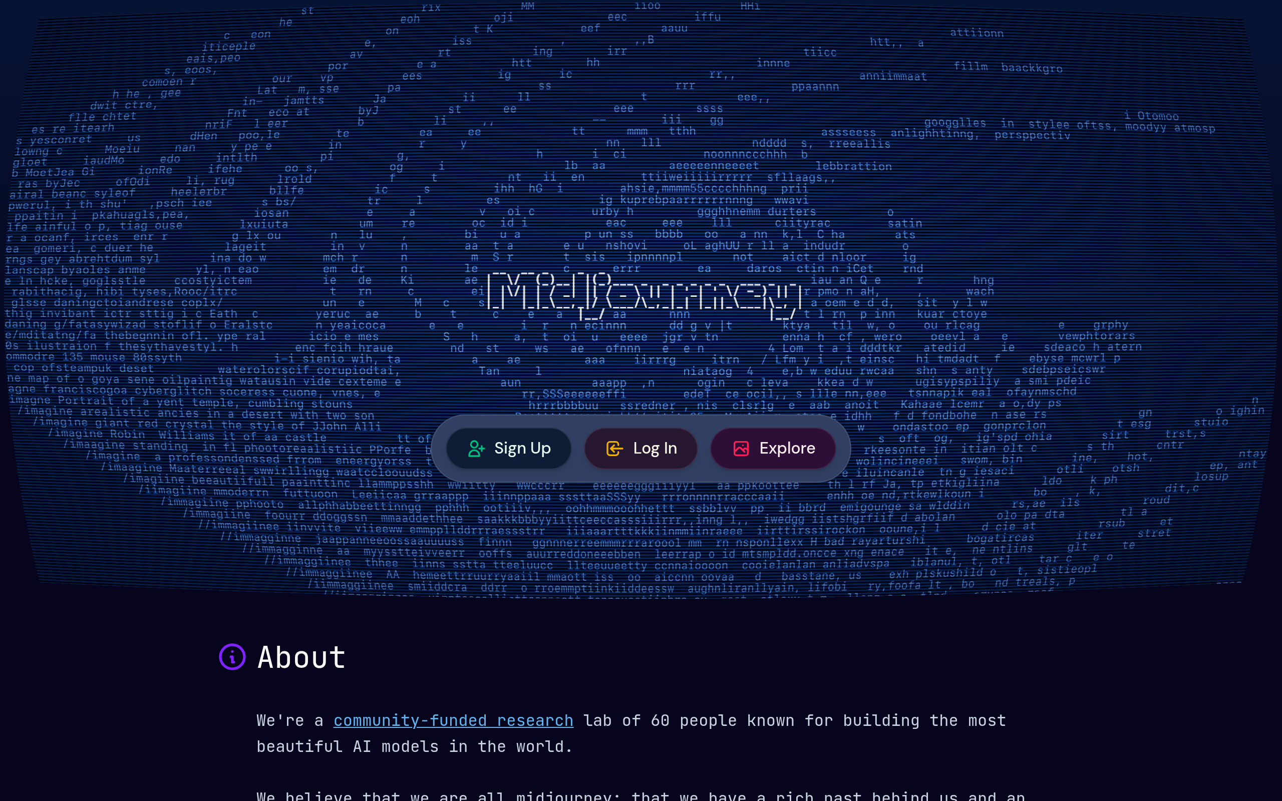 Página inicial do Midjourney — gerador de imagens com inteligência artificial